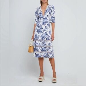 Few Moda O.P.T. Blue Toile Midi Dress, Size Small